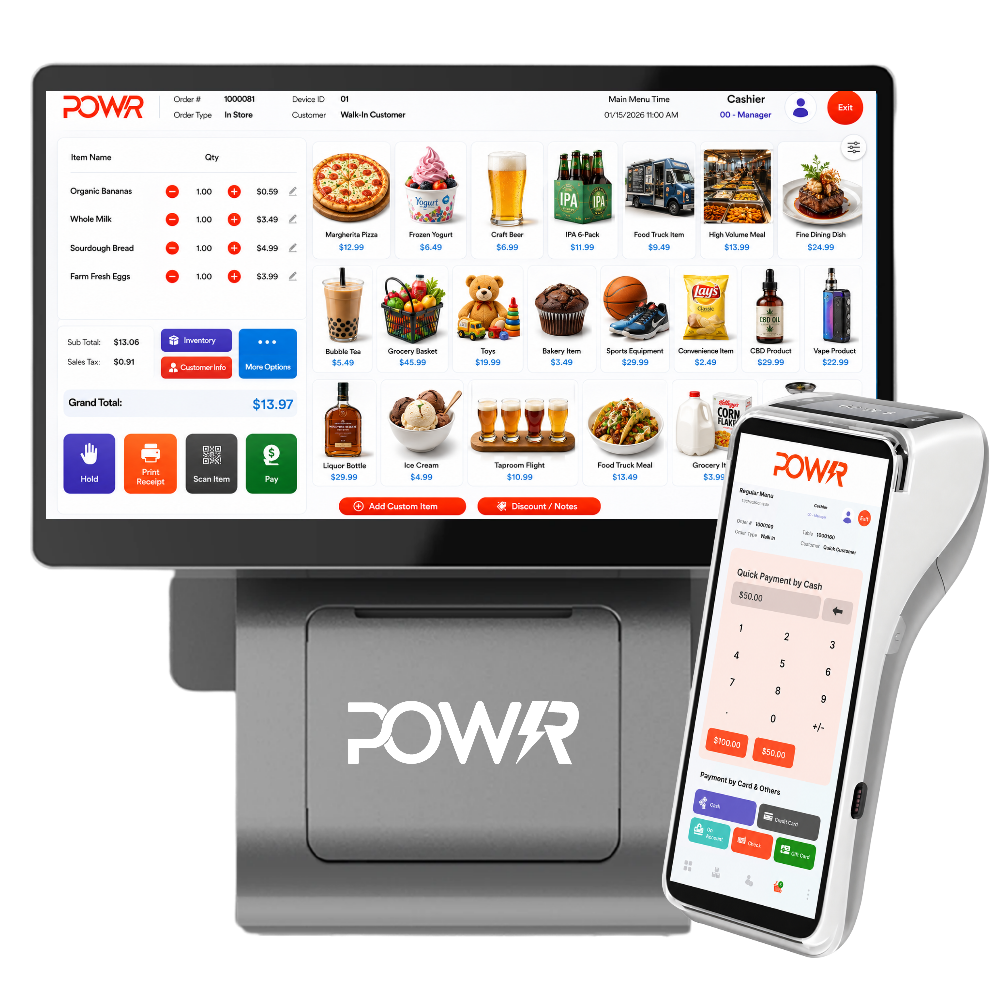 POWRPOS retail point-of-sale interface and hardware
